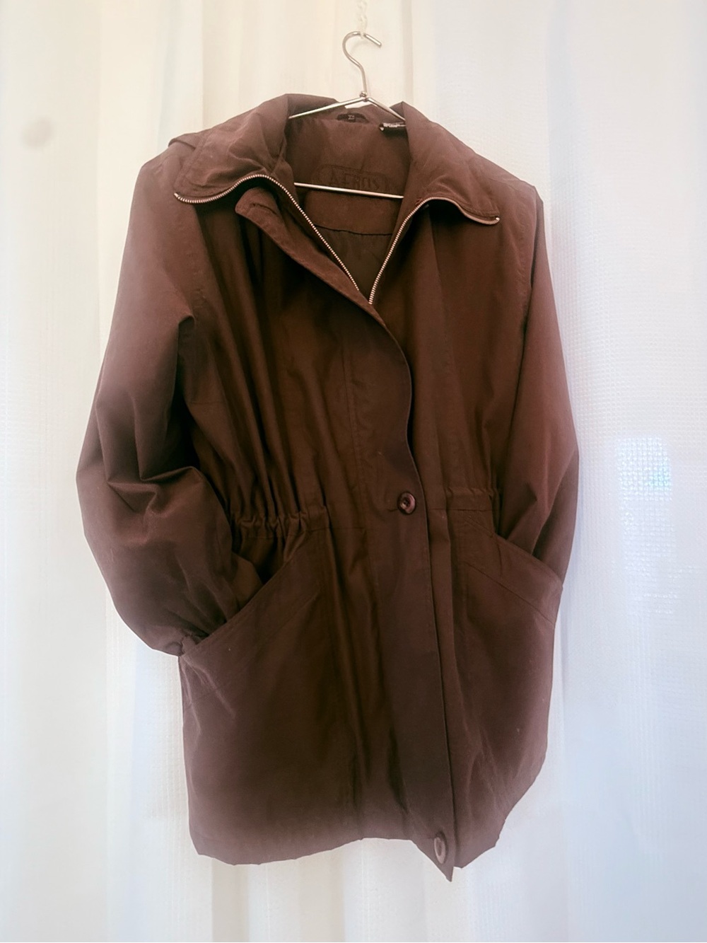 Aeros Brown Hooded Mid-Length Jacket / Hooded Parka Style